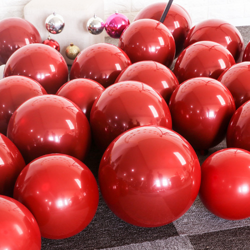 wholesale ruby red 10-inch thickened rubber balloons activity wedding ceremony wedding room layout double-layer macaron balloon