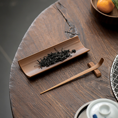 tea three-piece bamboo tea set tea ceremony accessories set unpainted carbonized tea clip tea needle tea dial lotus vintage teahouse