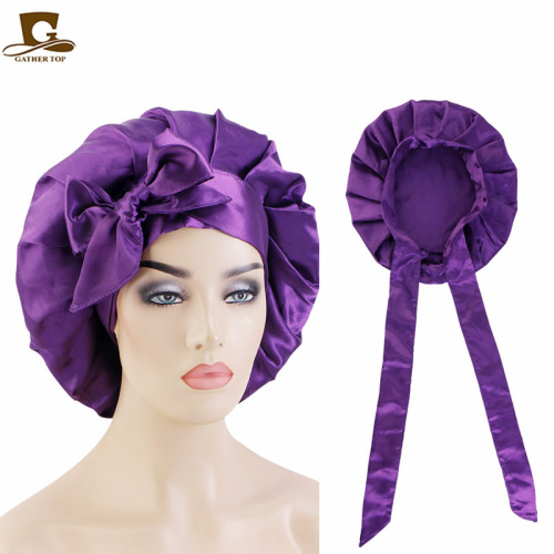Cross-Border Foreign Trade Streamer Artificial Silk Nightcap Women‘s Bandage Beauty Shower Cap Tam-O‘-Shanter JDB-301N-1