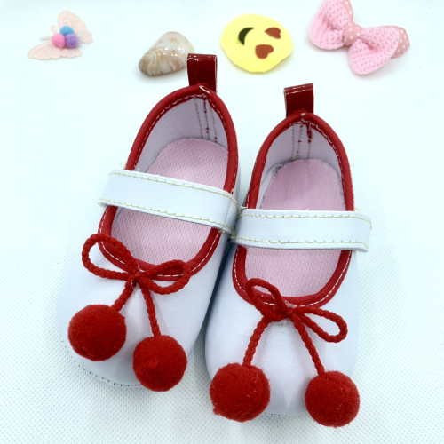 New Baby Shoes Princess Shoes wide Mouth Fur Ball Canvas Shoes Super Soft Baby Shoes Toddler Shoes