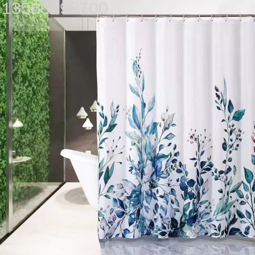[Muqing] Amazon Hot Selling Digital Printing Shower Curtain Polyester Waterproof Thickened Non-Transparent Punch-Free Bathroom Curtain