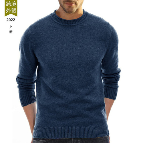new amazon men‘s fall winter men‘s knitwear european and american solid color foreign trade bottoming sweater men‘s long sleeve top