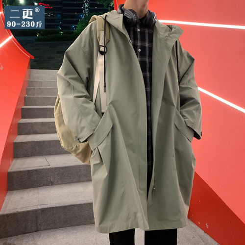 Wholesale Fall Mid-Length Trench Coat Men‘s Anorak Fat Man Easy Matching Coat plus Size Korean Style Top Ins Fashion