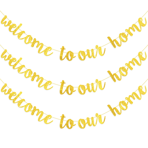 Welcome to Our Home Glitter Garland Decorative Flag banner Baby Shower Party Pull Flag 