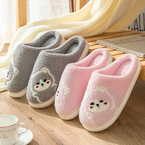 Cotton Slippers Female Male Home Home Cute Plush Couple Autumn and Winter Indoor Thick Bottom Warm Confinement Cartoon