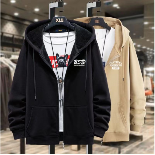 Zipper Sweater Coat Men‘s Spring and Autumn Fashion Brand All-Matching Hooded Cardigan Loose Casual Couple Outfit Top Wholesale