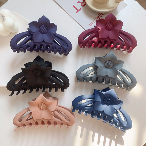 korean style simple large sunflower frosted grip rubber camellia hair grip bath clip hair accessories headwear ponytail clip