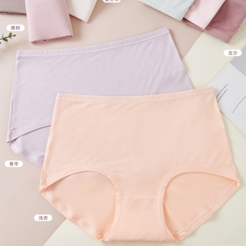 large size solid color modal cotton underwear women‘s mid-waist breathable large briefs puning wholesale 225