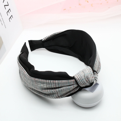 New Style Headband Simple All-Match Dark Pattern Double-Layer Bow Wide-Brimmed Three-Dimensional Autumn and Winter Headband Hair Clip Hair Fixer Women