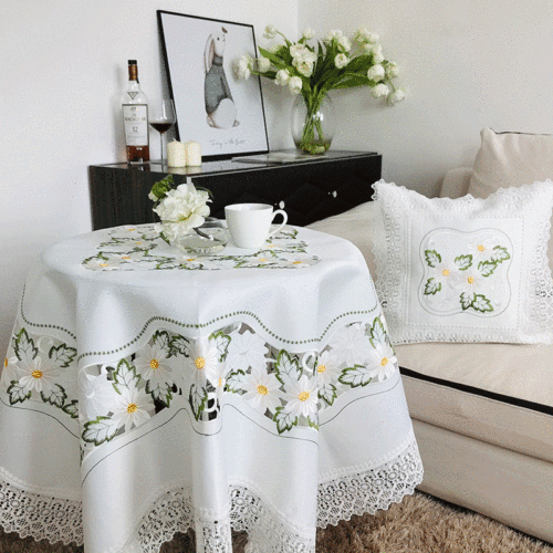 tablecloth easter lace daisy lace coffee table cloth european satin table runner pillow cushion cover factory wholesale