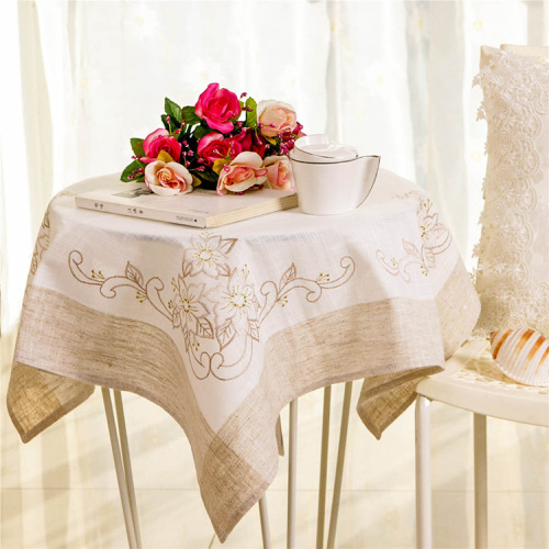 tablecloth simple pastoral style tablecloth embroidery household fabric embroidered gold thread linen tea table tablecloth