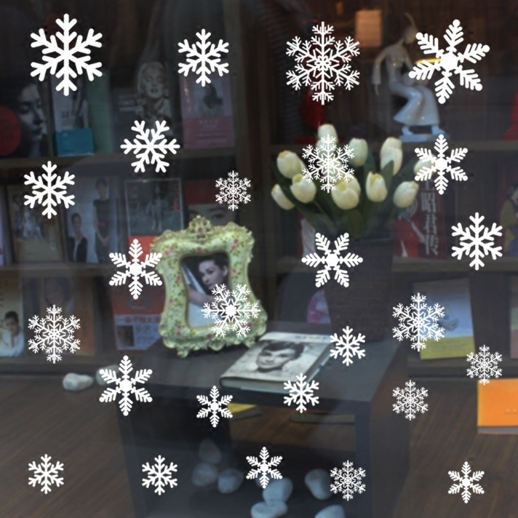 圣诞节装饰小雪花片橱窗布置装饰圣诞树装饰雪花塑料PVC雪花场景详情8