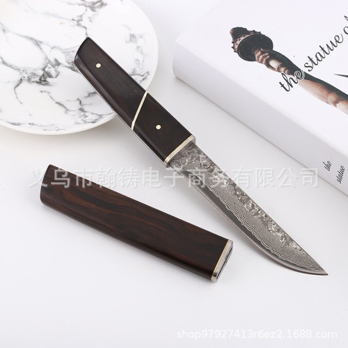 factory direct supply damascus steel knife high hardness knife field survival straight knife sharp outdoor fruit army knife