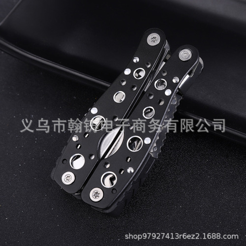 factory direct supply stainless steel multi-function knife pliers creative small medium hollow out handle outdoor folding combination tool
