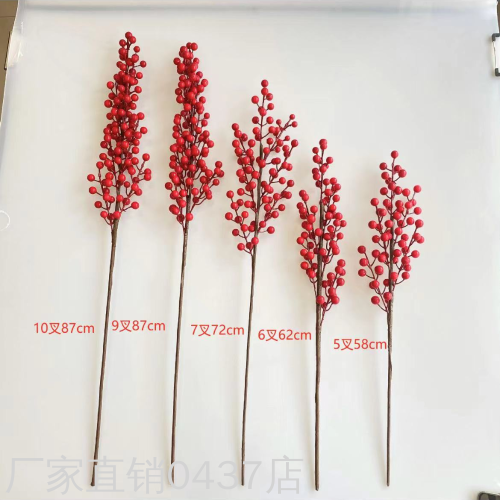 Simulation Chinese Hawthorn Fortune Fruit Artificial Flower Hollyberry Christmas Chinese Hawthorn Blessing Bucket Flower Decoration Lunar New Year Flower Factory Direct Sales