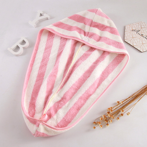 Wholesale Absorbent Hair Drying Cap Soft Coral Fleece Girls‘ Shampoo and Hair Drying Cap Shower Cap Quick-Drying Towel