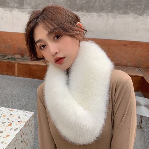 New Imitation Fur Scarf Furry Scarf Winter Warm Fur Collar Thick Solid Color Fox Fur Neck Protection Bandana Women