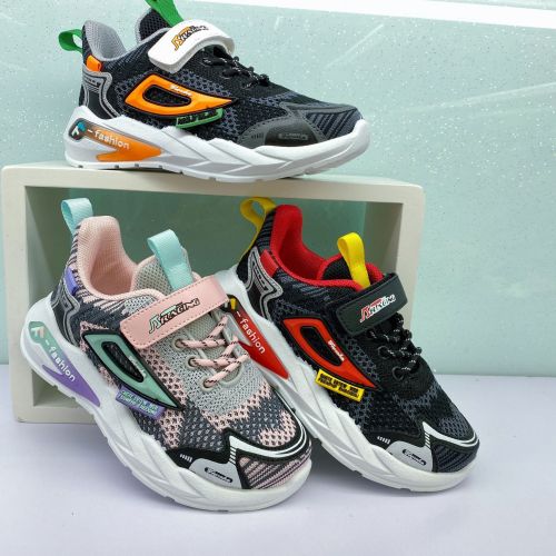 men and women children‘s spring and autumn sports shoes lightweight breathable soft bottom medium and big children casual velcro running shoes factory direct supply