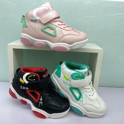 Men‘s and Women‘s Children‘s Basketball Shoes Spring and Autumn Sneakers Lightweight Breathable Soft Bottom Middle and Big Children‘s Casual Velcro Running Shoes