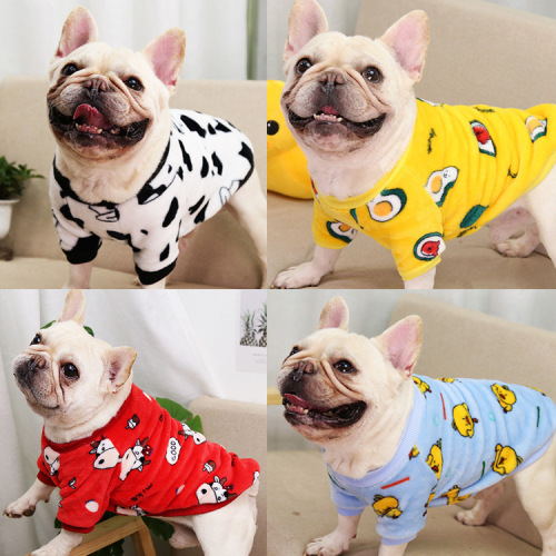medium and large dog french bulldog puppy autumn and winter warm pajamas coat pet supplies cat two-legged clothes