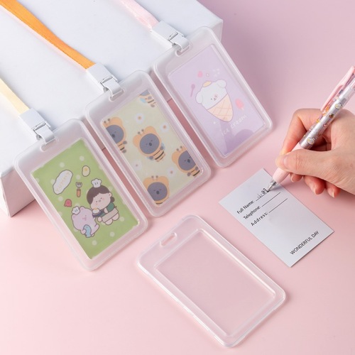 campus card kindergarten transparent tag citizen card bus card certificate set primary school student card cover with lanyard factory