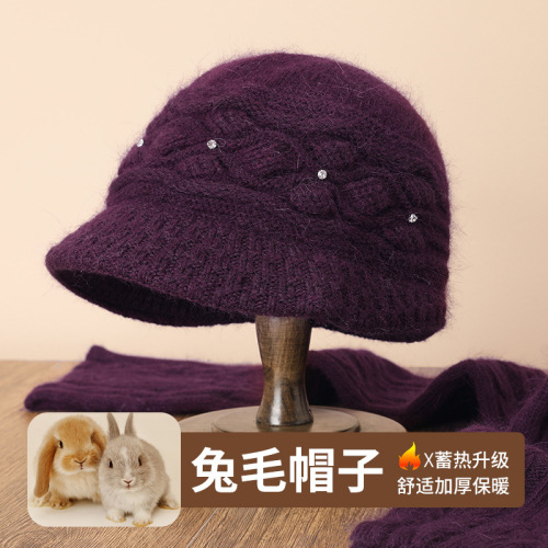 [hat hidden] middle-aged and elderly people autumn and winter rabbit fur knitted hat old lady warm hat female thickened knitted hat tide