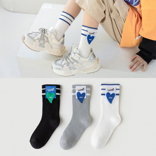 autumn and winter 3 double new children‘s socks baby socks combed cotton breathable sports mid-calf socks one-piece delivery