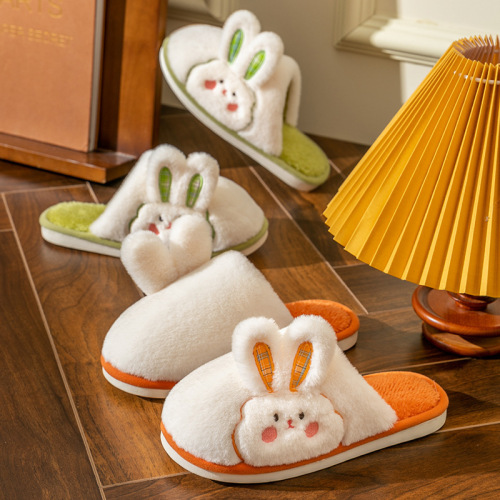 New Cartoon Cotton Slippers Cute Home Bedroom Non-Slip Warm Shoes Wear-Resistant Fluffy Shoes Fleece-Lined Floor Slippers