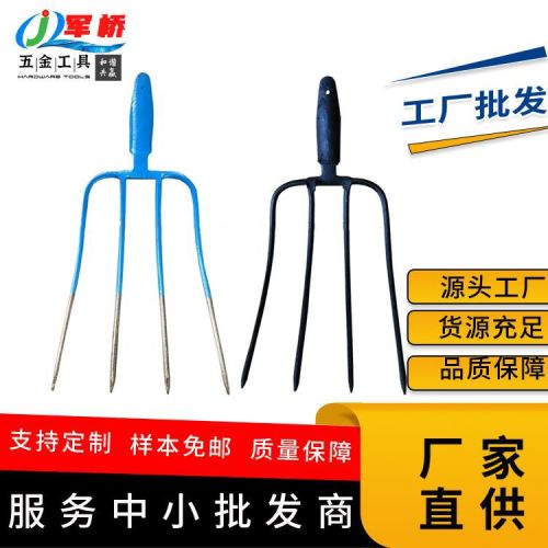 Factory Supply Agricultural Fork Fork Grass Iron Fork Outdoor Farm Tools Grass Forks Large Fork Four Teeth Fork Manganese Steel Integrated Fork