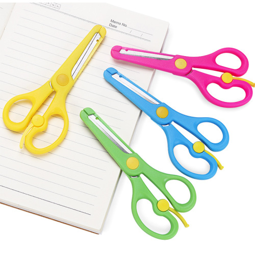 DIY Handwork Scissors Children‘s Safety Scissors for Students Labor-Saving Elastic Small Scissors Plastic Edging Card Paper Scissors Stationery