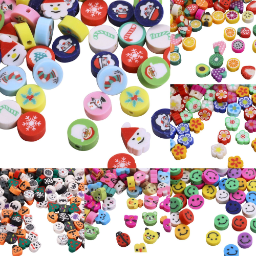 Christmas Beads Fruit Smiley Flower Animal Soft Pottery Bracelet Beads of Necklace Material DIY Ornament Accessories