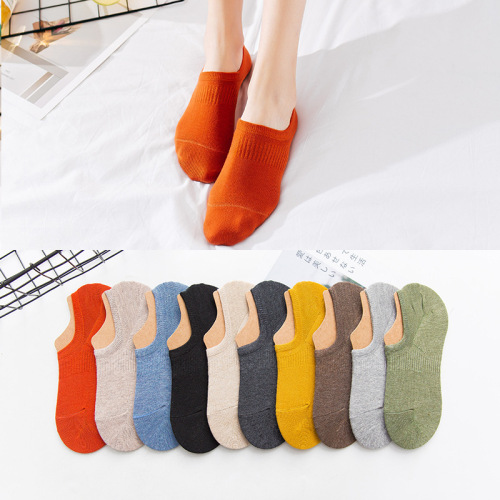 5 Pairs Spring/Summer New Socks Women‘s Non-Slip Low Top Invisible Socks Color Cotton Socks Casual Boat Socks Women‘s Hair Generation