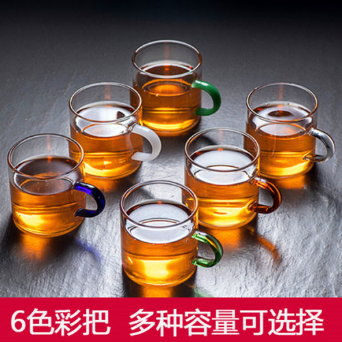 Wholesale Custom Glass small Tea Cup with Handle Kung Fu Tea Set Tea Tasting Tea Cup Small Handle Cup Straight Cup