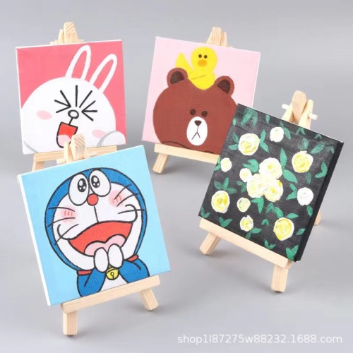 Digital Oil Painting DIY 10*10 Picture Printing Canvas Frame Children‘s Cartoon Hand-Painted Handmade Decorative Painting Factory Direct Sales