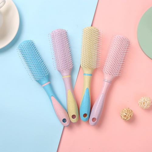 Factory Wholesale Wheat Straw Plastic Vent Comb Color Fine Teeth Comb Hair Styling Hair Curling Comb Massage Comb Hair Comb