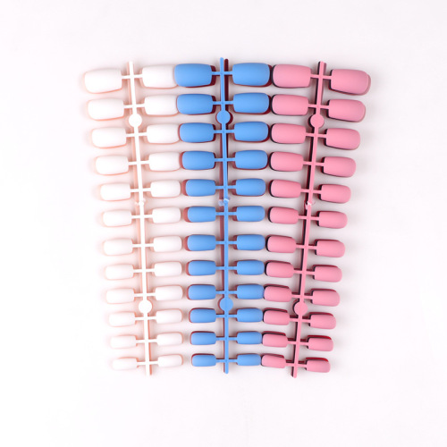 solid color long square head frosted nail patch wearing nail piece semi-finished fake nail multi-color strip european and american nail art