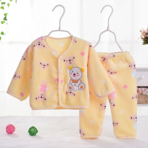 Foreign Trade Running Flannel Baby Two-Piece Long-Sleeved Autumn and Winter Pajamas Set Coral Fleece Homewear Baby Clothes