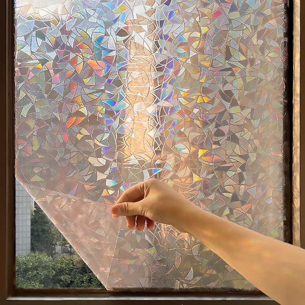 窗户遮光膜炫彩月牙静电玻璃贴无胶自粘PVC贴膜窗贴玻璃贴膜详情5