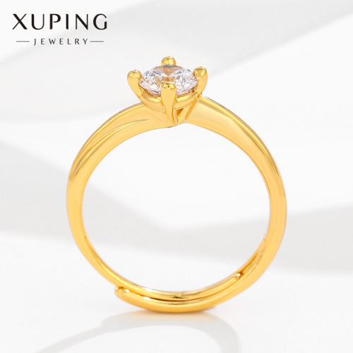 Xuping Jewelry Factory Direct Wholesale Alloy Plated Gold Ring Female Four-Claw Inlaid Synthetic Cubic Zirconia Proposal Women‘s Ring