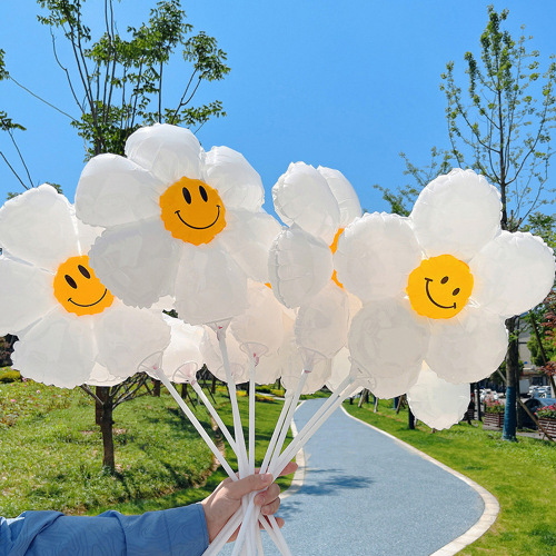 flower balloon daisy sunflower balloon smiling face push stall hand-held balloon birthday decoration photo props
