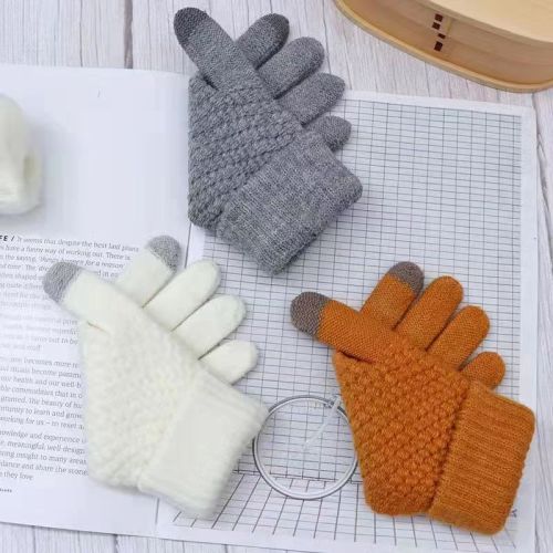gloves autumn and winter men‘s and women‘s riding and driving velvet thickened full finger knitted touch screen warm magic gloves wholesale