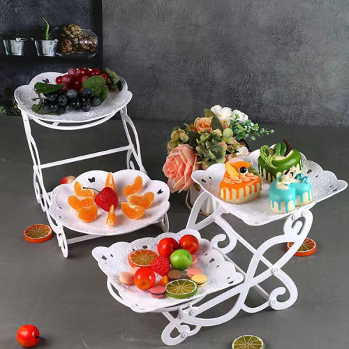 european party party multi-layer dessert table two-layer plastic snack plate wedding cake birthday fruit plate display stand