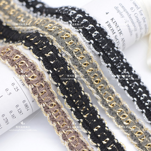 New 1.5cm Wide Chanel Style Chain Ribbon Cotton Thread No. 16 Chain Lace Clothing Coat Accessories Handmade DIY