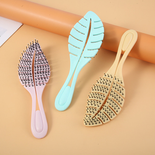 Leaves Styling Comb Elastic Massage Big Curved Comb Hairdressing Styling Comb Wet and Dry Use without Knotting Tangle Teezer
