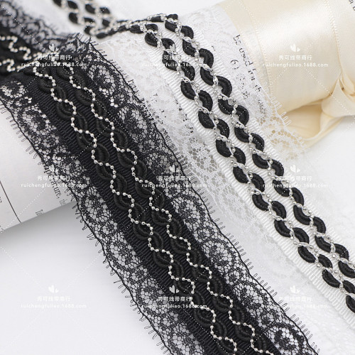 New Products in Stock 4cm Wide Lace Metal Chain Ribbon Lace Clothing Coat Skirt Hem Shoes Hat Bag Accessories 