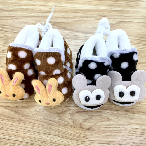 2023 New Children‘s Cotton Shoes Cartoon Quilted Newborn Warm Shoes Baby High-Top Anti-Slip Toddler Shoes Manufacturer