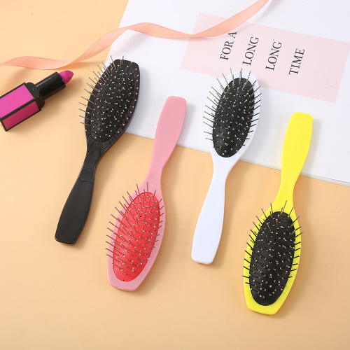 Oval Steel Needle Airbag Wig Comb Color Plastic Steel Tooth Massage Straight Hair Hood Accessories Home Care Comb Cross-Border