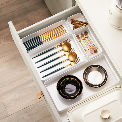 kitchen drawer partitioned tableware storage box household cabinets built-in grid knife and fork chopsticks rack kitchenware box