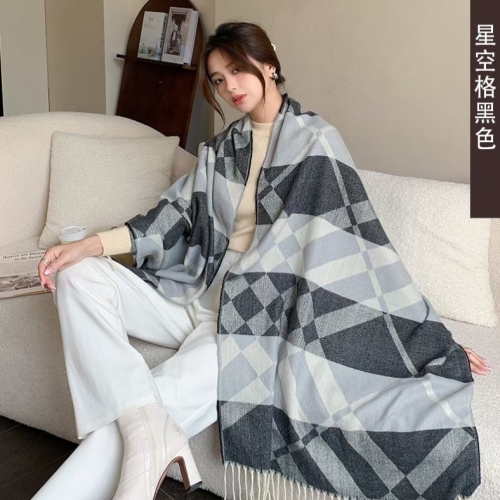 autumn and winter thickened cashmere-like starry geometric scarf warm shawl