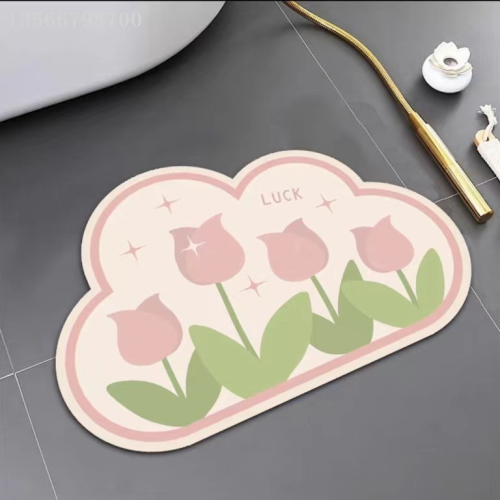 [muqing] flower bathroom floor mat diatom mud absorbent floor mat non-slip carpet for toilet entrance